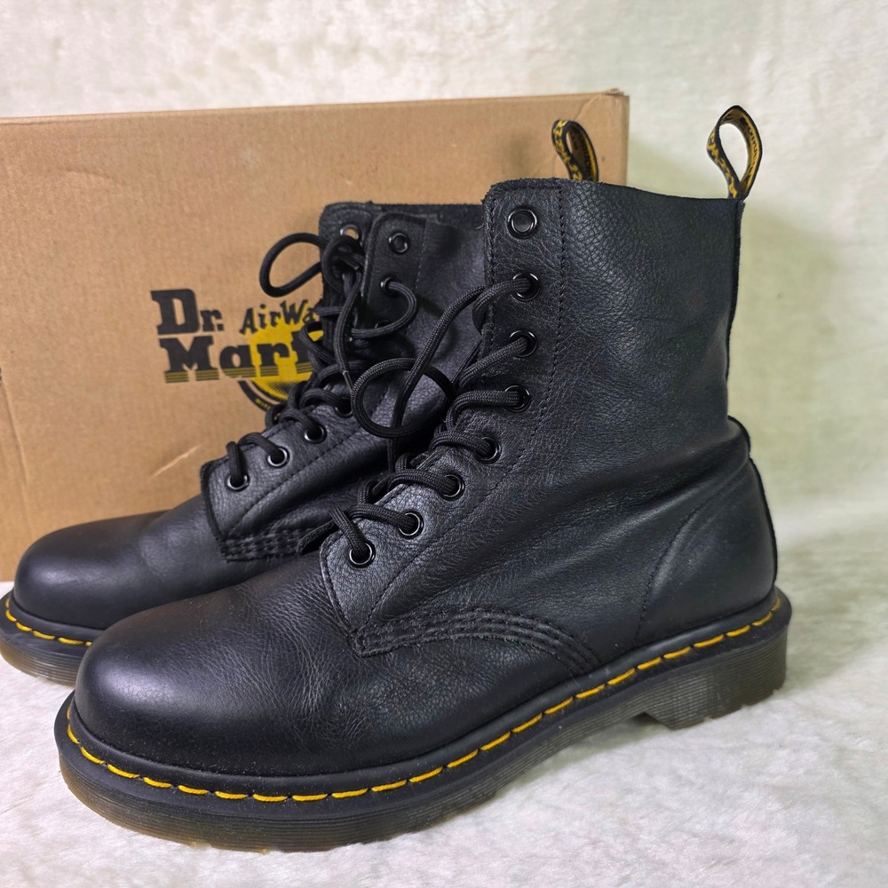 Dr. Martens 1460 Pascal Black Virginia Leather Lace Up Boots Unisex 41 Women 9